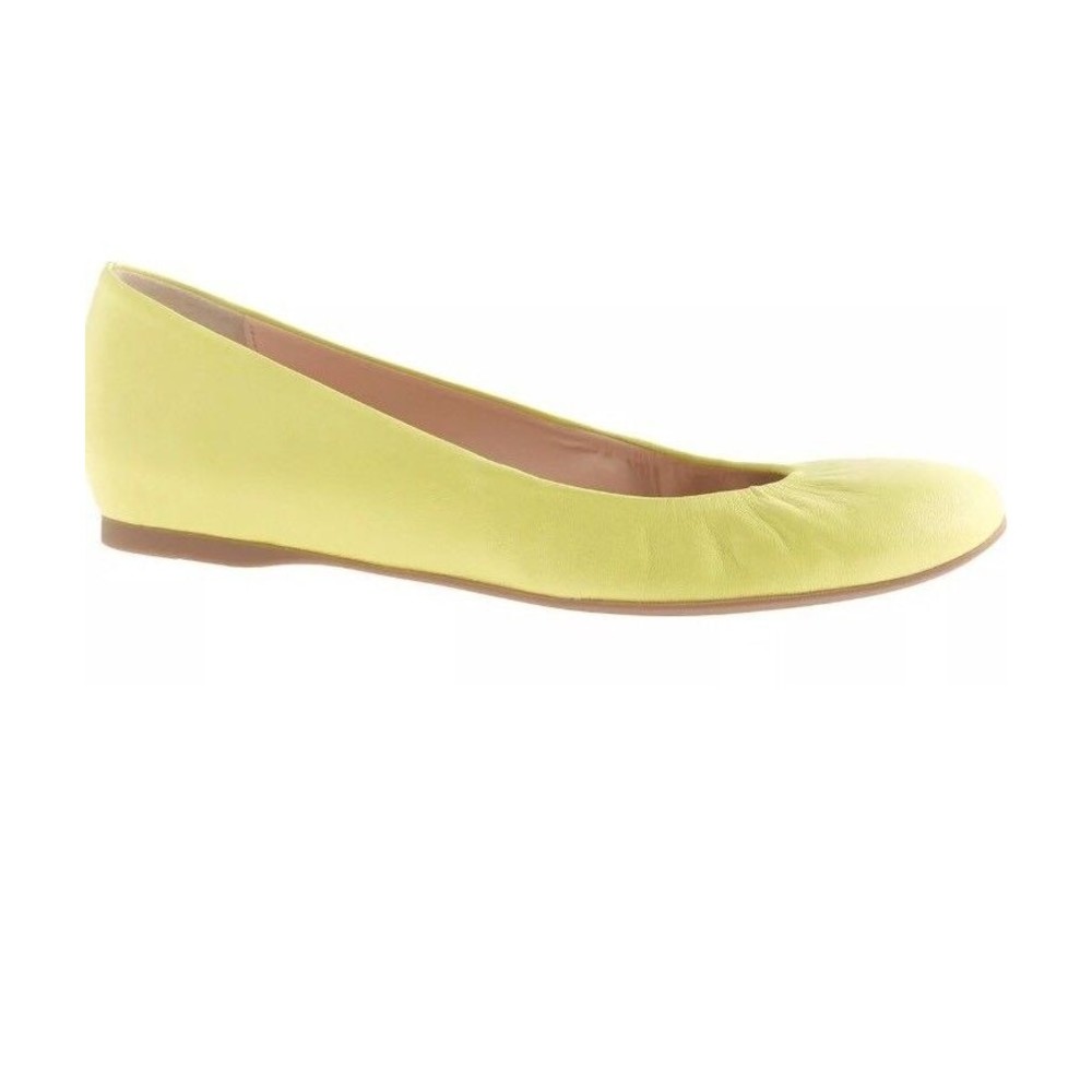 J Crew Cece Ballet Flats Shoes Made In italy Leather 6.5 Yellow